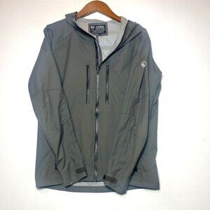 Kuhl Men's Jetstream Gray READ Hooded Rain Jacket Lightweight Windbreaker Sz S